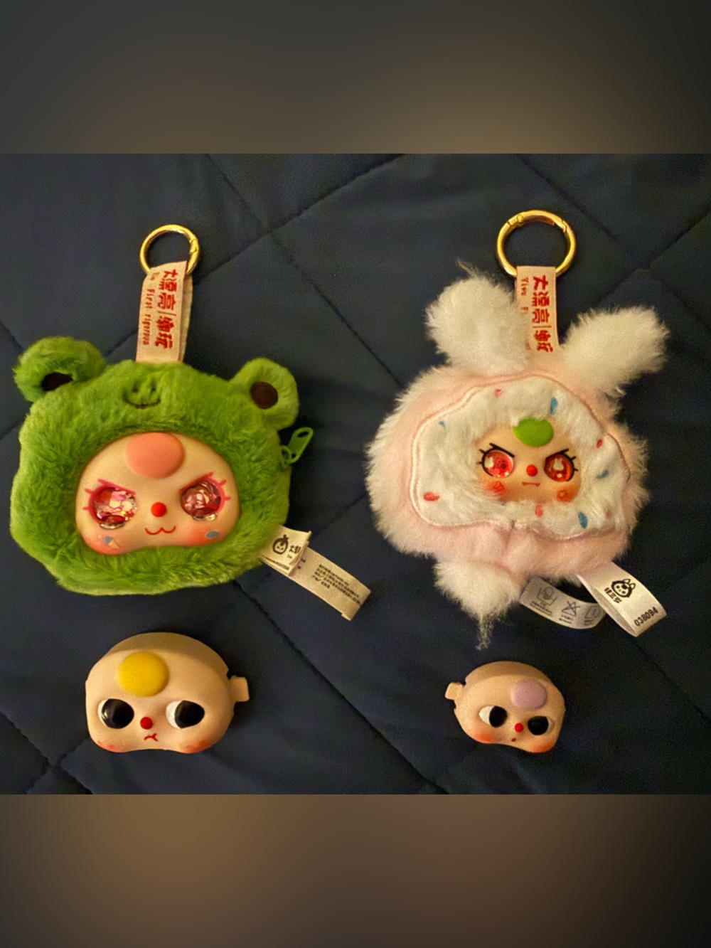 Set of Two Baby Three Animal Keychains